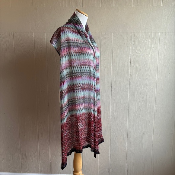 Lightweight Multi-Colored Chevron Printed Knit Scarf - Picture 7 of 14